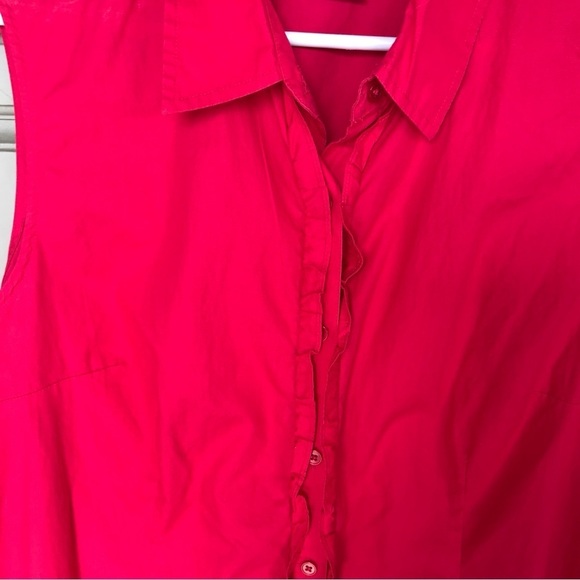 Talbots Sleeveless Buttondown SzXL Red Ruffle Front - Picture 4 of 7